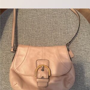 Coach Light Pink Leather Crossbody Bag with Buckle